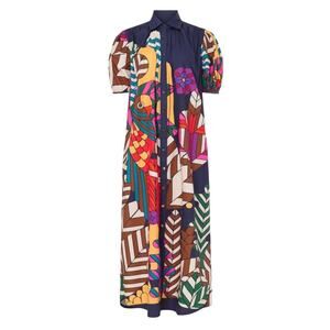 Carolina K Valerie Pleated Kaftan in Blue Multi, Size S​